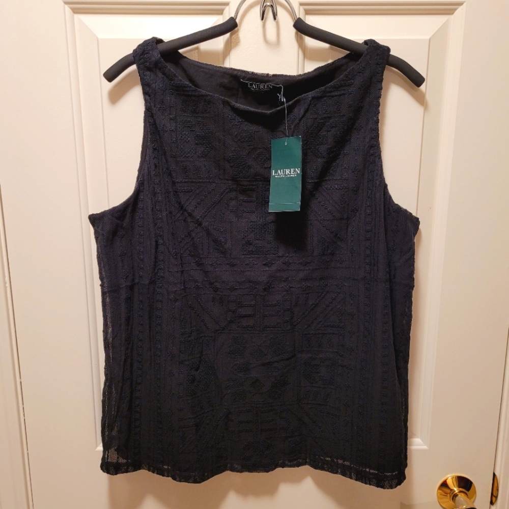 🖤 NWT Lauren Ralph Lauren Black sleeveless top L